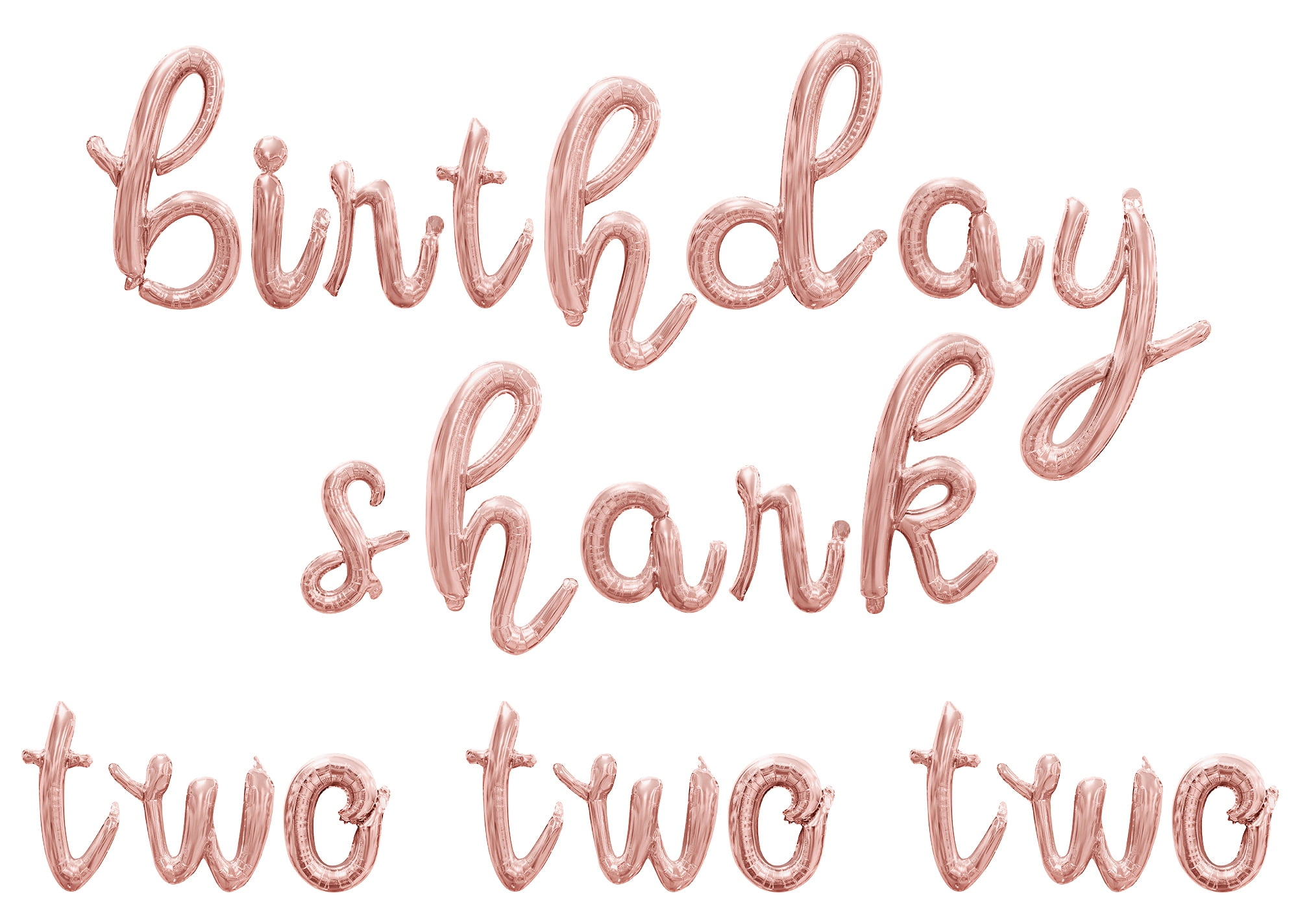 Cursive Script Letter Balloons - BIRTHDAY SHARK TWO TWO TWO 16" Inch Alphabet Letters Foil Mylar Balloon 2nd Birthday Party Banner (Rose Gold)
