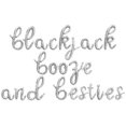 thumbnail image 1 of Cursive Script Letter Balloons - BLACKJACK BOOZE AND BESTIES 16" Inch Alphabet Letters Foil Mylar Balloon Engagement Party, Bridal Shower or Wedding Party Banner (Silver), 1 of 5