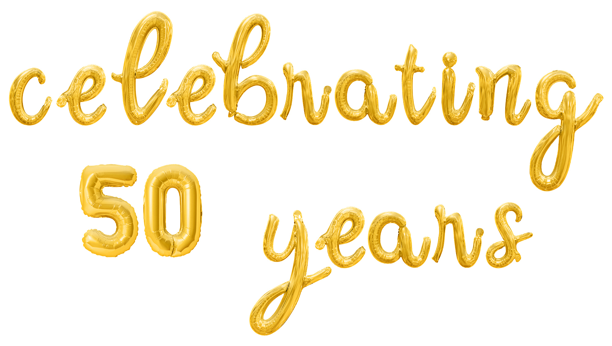 Cursive Script Letter Balloons - CELEBRATING 50 YEARS 16