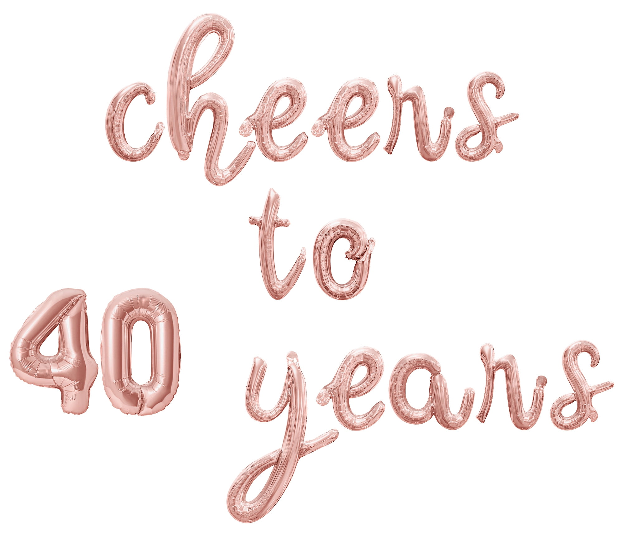 Cursive Script Letter Balloons - CHEERS TO 40 YEARS 16" Inch Alphabet Letters Foil Mylar Balloon 40th Birthday or Anniversary Party Banner (Rose Gold)