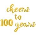 thumbnail image 1 of Cursive Script Letter Balloons - CHEERS TO 100 YEARS 16" Inch Alphabet Letters Foil Mylar Balloon 100th Birthday or Anniversary Party Banner (Gold), 1 of 5