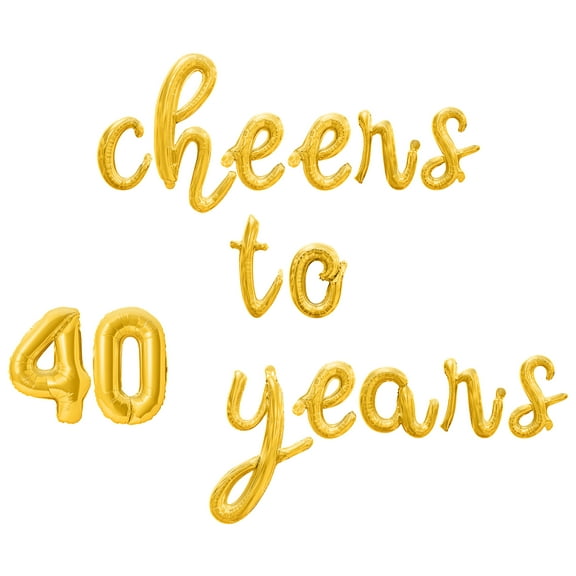 Cursive Script Letter Balloons - CHEERS TO 40 YEARS 16" Inch Alphabet Letters Foil Mylar Balloon 40th Birthday or Anniversary Party Banner (Gold)