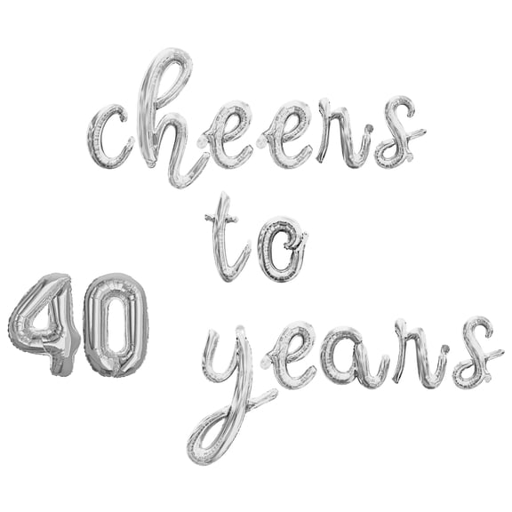 Cursive Script Letter Balloons - CHEERS TO 40 YEARS 16" Inch Alphabet Letters Foil Mylar Balloon 40th Birthday or Anniversary Party Banner (Silver)