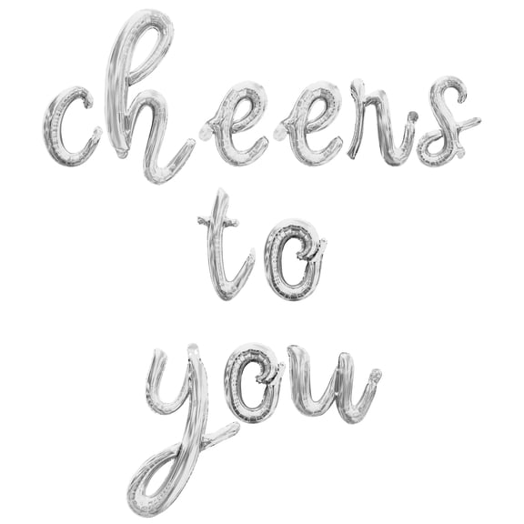 Cursive Script Letter Balloons - CHEERS TO YOU 16" Inch Alphabet Letters Foil Mylar Balloon Birthday Party Banner (Silver)