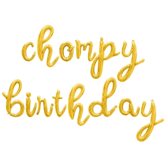 Cursive Script Letter Balloons - CHOMPY BIRTHDAY 16" Inch Alphabet Letters Foil Mylar Balloon Birthday Party Banner (Gold)