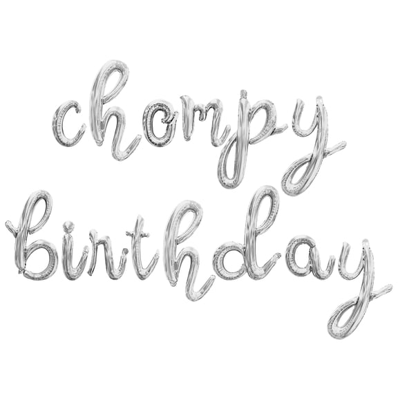 Cursive Script Letter Balloons - CHOMPY BIRTHDAY 16" Inch Alphabet Letters Foil Mylar Balloon Birthday Party Banner (Silver)