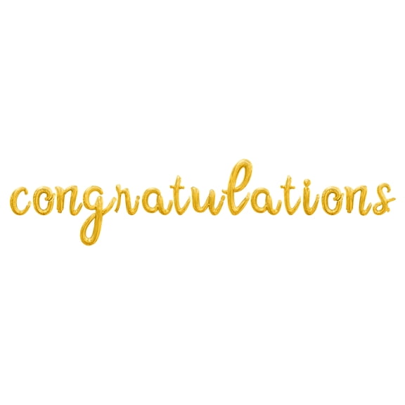 Cursive Script Letter Balloons - CONGRATULATIONS 16" Inch Alphabet Letters Foil Mylar Balloon Graduation Party Banner (Gold)