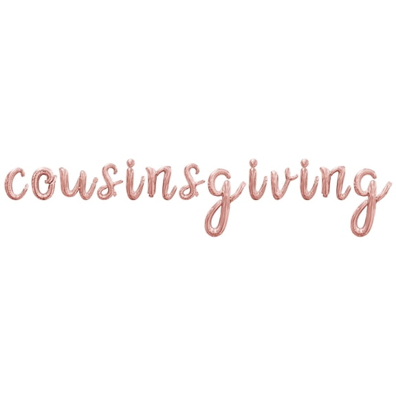 Cursive Script Letter Balloons - COUSINSGIVING 16" Inch Alphabet Letters Foil Mylar Balloon Cousins Thanksgiving Party Banner (Rose Gold)