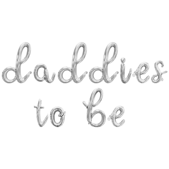 Cursive Script Letter Balloons - DADDIES TO BE 16" Inch Alphabet Letters Foil Mylar Balloon Baby Shower Party Banner (Silver)