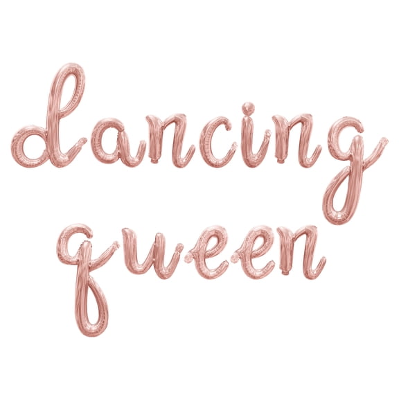 Cursive Script Letter Balloons - DANCING QUEEN 16" Inch Alphabet Letters Foil Mylar Balloon Birthday Party Banner (Rose Gold)