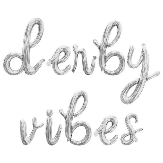 Cursive Script Letter Balloons - DERBY VIBES 16" Inch Alphabet Letters Foil Mylar Balloon Kentucky Derby Party Banner (Silver)