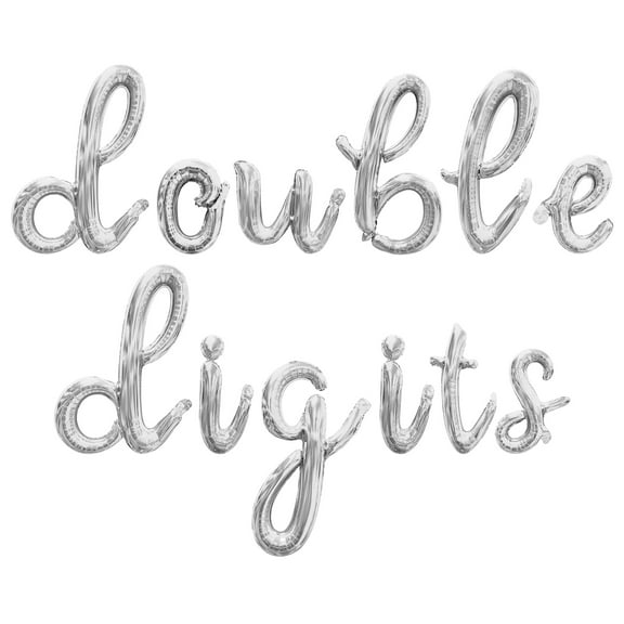 Cursive Script Letter Balloons - DOUBLE DIGITS 16" Inch Alphabet Letters Foil Mylar Balloon 10th Birthday Party Banner (Silver)