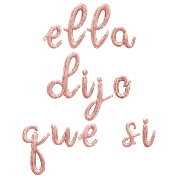 Cursive Script Letter Balloons - ELLA DIJO QUE SI 16" Inch Alphabet Letters Foil Mylar Balloon Engagement Party Banner (Rose Gold)
