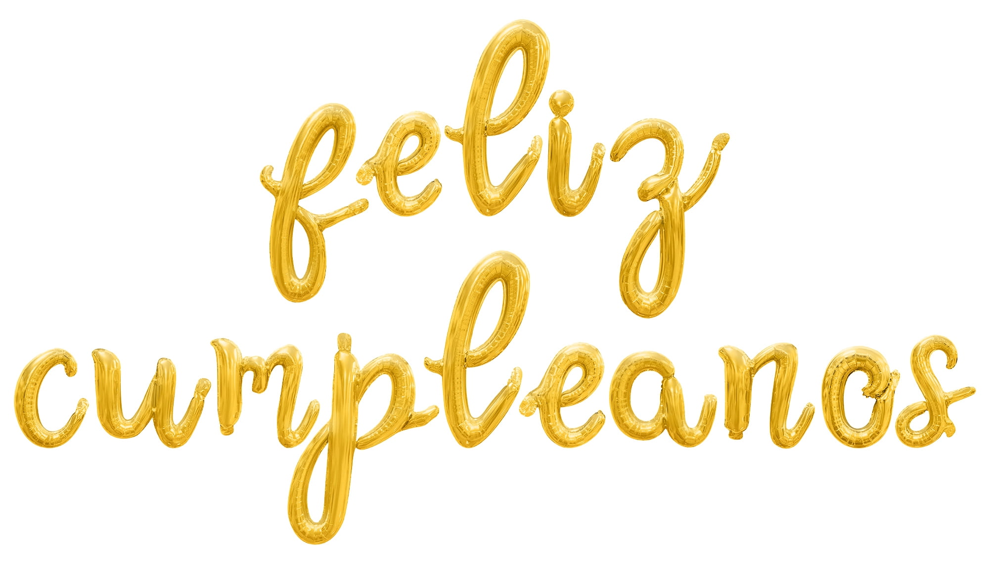 Cursive Script Letter Balloons - FELIZ CUMPLEANOS 16" Inch Alphabet Letters Foil Mylar Balloon Birthday Party Banner (Gold)