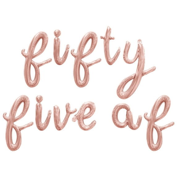 Cursive Script Letter Balloons - FIFTY FIVE AF 16" Inch Alphabet Letters Foil Mylar Balloon 55th Birthday Party Banner (Rose Gold)