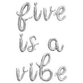 thumbnail image 1 of Cursive Script Letter Balloons - FIVE IS A VIBE 16" Inch Alphabet Letters Foil Mylar Balloon 5th Birthday Party Banner (Silver), 1 of 5