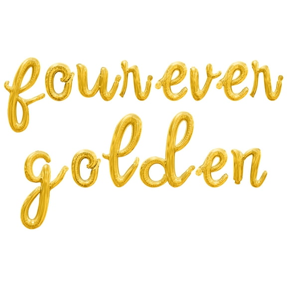 Cursive Script Letter Balloons - FOUREVER GOLDEN 16" Inch Alphabet Letters Foil Mylar Balloon 4th Birthday Party Banner (Gold)
