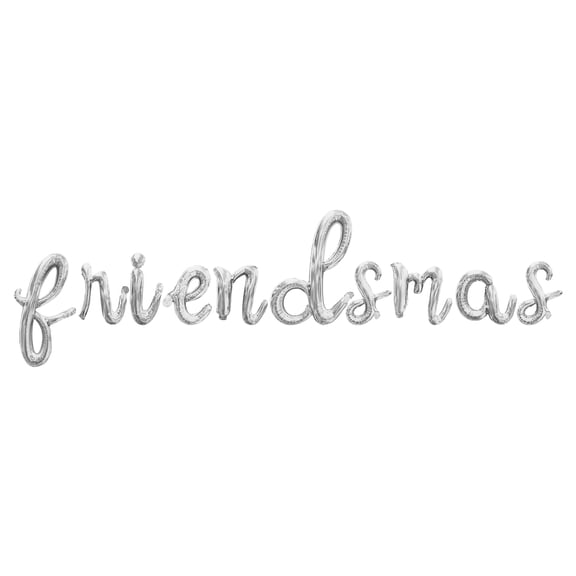 Cursive Script Letter Balloons - FRIENDSMAS 16" Inch Alphabet Letters Foil Mylar Balloon Christmas Party Banner (Silver)