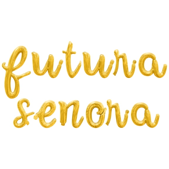 Cursive Script Letter Balloons - FUTURA SENORA 16" Inch Alphabet Letters Foil Mylar Balloon Bachelorette Party Banner (Gold)