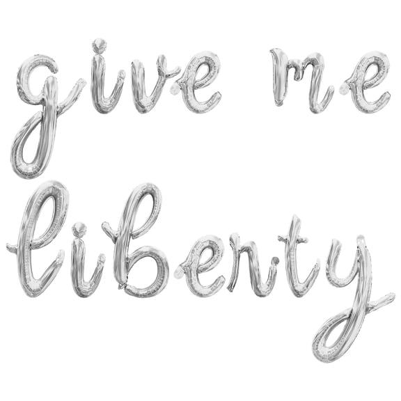 Cursive Script Letter Balloons - GIVE ME LIBERTY 16" Inch Alphabet Letters Foil Mylar Balloon July 4th Party Banner (Silver)