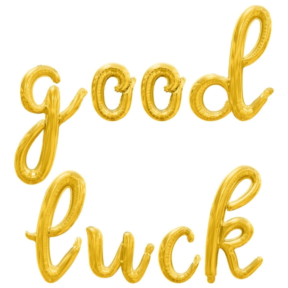 Cursive Script Letter Balloons - GOOD LUCK 16" Inch Alphabet Letters Foil Mylar Balloon Going Away Party Banner (Gold)