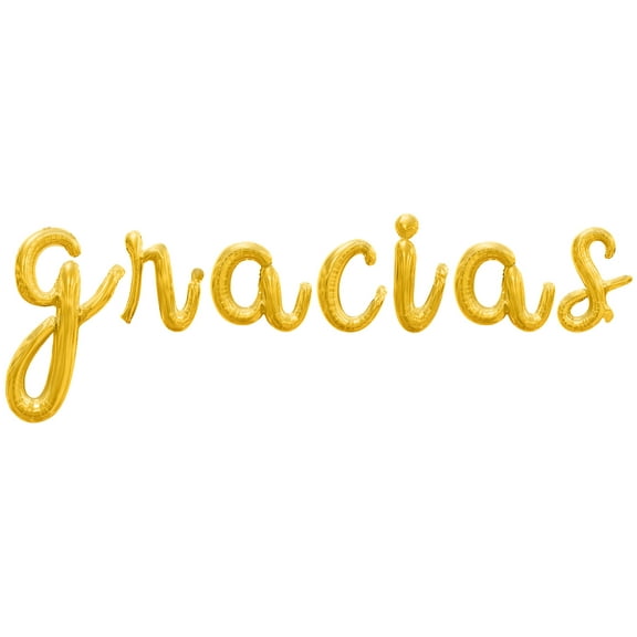 Cursive Script Letter Balloons - GRACIAS 16" Inch Alphabet Letters Foil Mylar Balloon Teacher Appreciation Party Banner (Gold)
