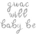 thumbnail image 1 of Cursive Script Letter Balloons - GUAC WILL BABY BE 16" Inch Alphabet Letters Foil Mylar Balloon Baby Shower Party Banner (Silver), 1 of 5