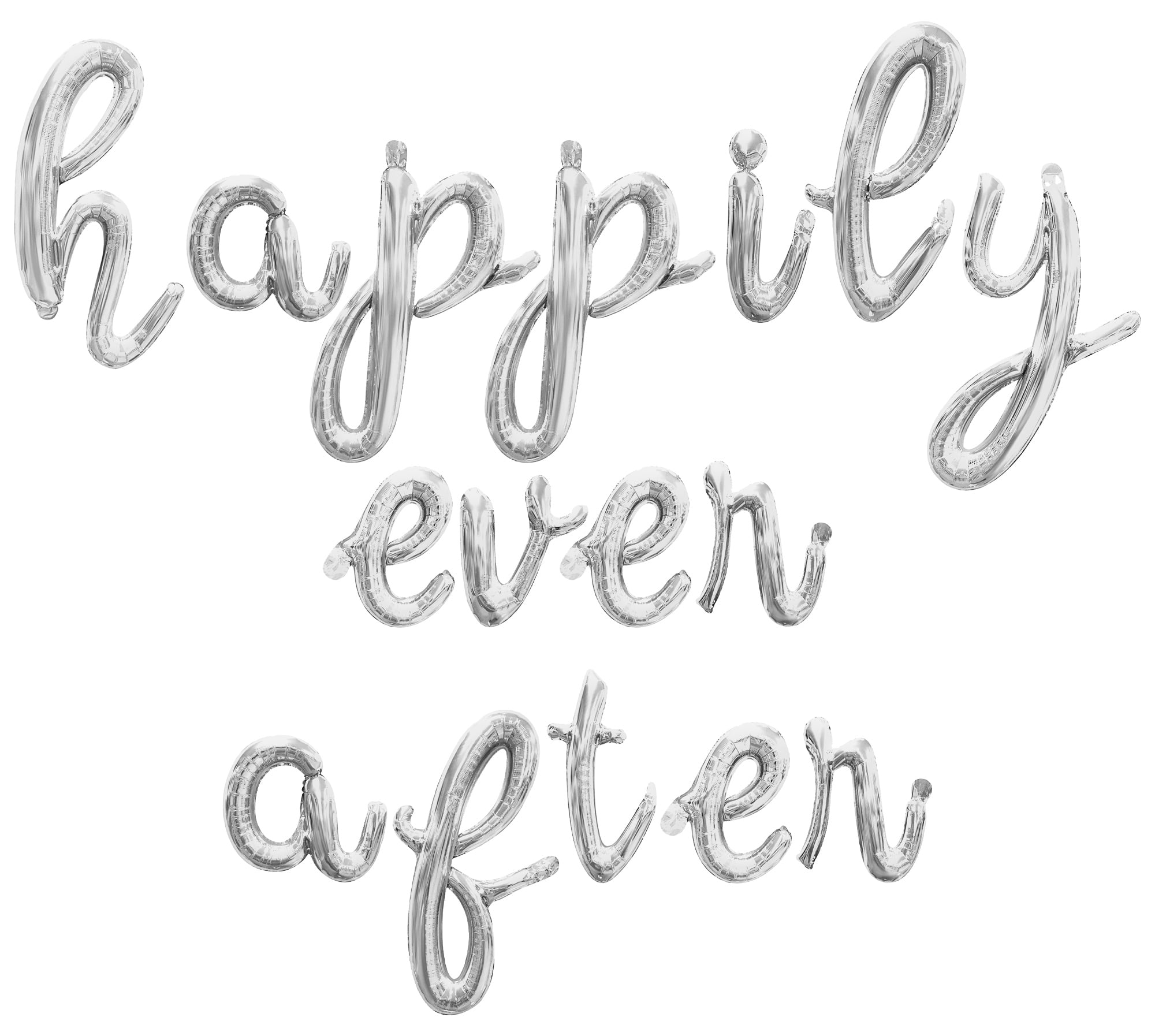 Cursive Script Letter Balloons - HAPPILY EVER AFTER 16" Inch Alphabet Letters Foil Mylar Balloon Engagement Party Banner (Silver)