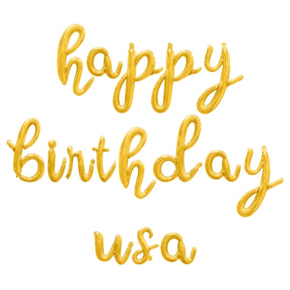 Cursive Script Letter Balloons - HAPPY BIRTHDAY USA 16" Inch Alphabet Letters Foil Mylar Balloon July 4th Party Banner (Gold)