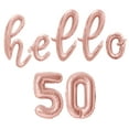 thumbnail image 1 of Cursive Script Letter Balloons - HELLO 50 16" Inch Alphabet Letters Foil Mylar Balloon 50th Birthday Party Banner (Rose Gold), 1 of 5