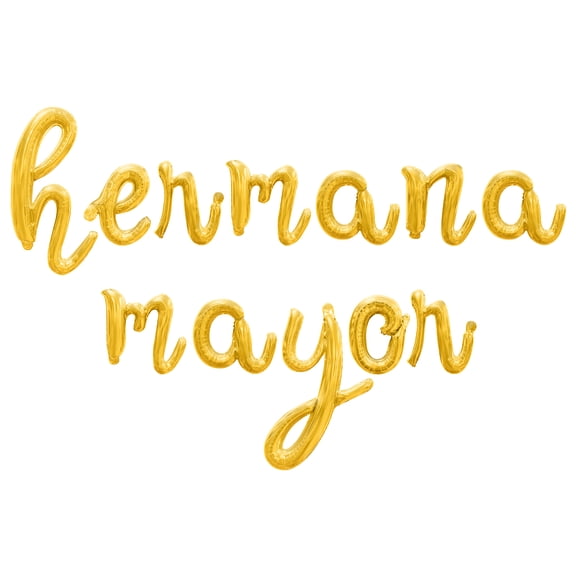 Cursive Script Letter Balloons - HERMANA MAYOR 16" Inch Alphabet Letters Foil Mylar Balloon Birth Announcement Party Banner (Gold)