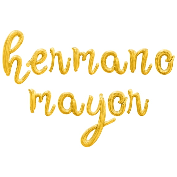 Cursive Script Letter Balloons - HERMANO MAYOR 16" Inch Alphabet Letters Foil Mylar Balloon Birth Announcement Party Banner (Gold)