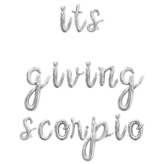 Cursive Script Letter Balloons - ITS GIVING SCORPIO 16" Inch Alphabet Letters Foil Mylar Balloon Scorpio Birthday Party Banner (Silver)