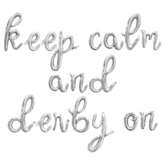 Cursive Script Letter Balloons - KEEP CALM AND DERBY ON 16" Inch Alphabet Letters Foil Mylar Balloon Kentucky Derby Party Banner (Silver)
