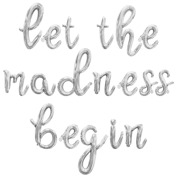 Cursive Script Letter Balloons - LET THE MADNESS BEGIN 16" Inch Alphabet Letters Foil Mylar Balloon Baby Shower Party Banner (Silver)