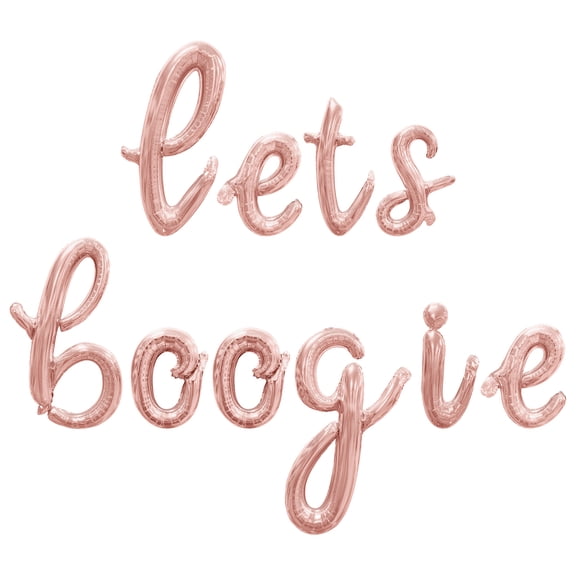 Cursive Script Letter Balloons - LETS BOOGIE 16" Inch Alphabet Letters Foil Mylar Balloon Birthday Party Banner (Rose Gold)