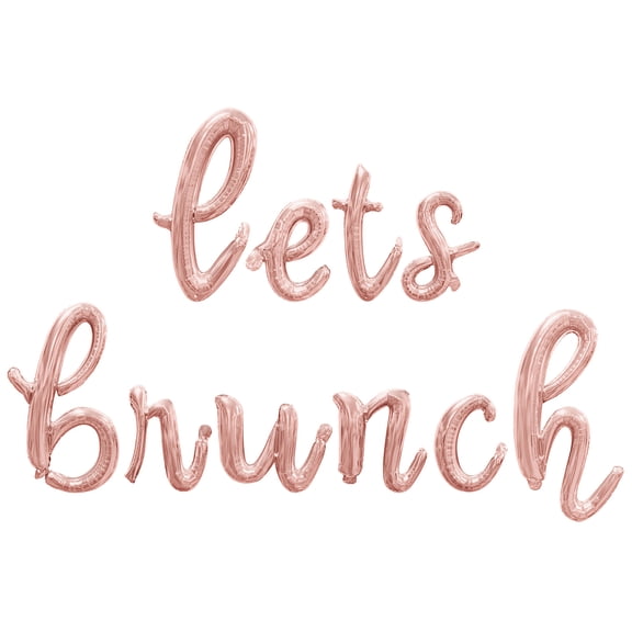 Cursive Script Letter Balloons - LETS BRUNCH 16" Inch Alphabet Letters Foil Mylar Balloon Baby Shower Party Banner (Rose Gold)