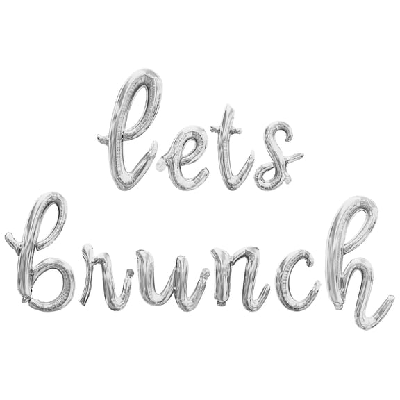 Cursive Script Letter Balloons - LETS BRUNCH 16" Inch Alphabet Letters Foil Mylar Balloon Baby Shower Party Banner (Silver)