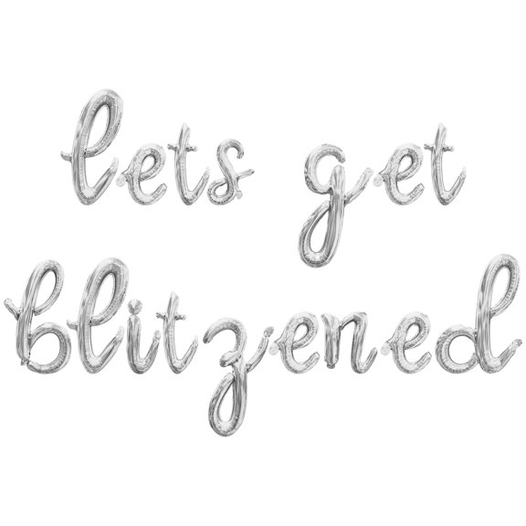Cursive Script Letter Balloons - LETS GET BLITZENED 16" Inch Alphabet Letters Foil Mylar Balloon Christmas Party Banner (Silver)