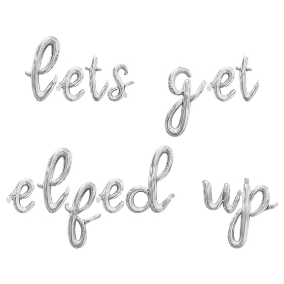 Cursive Script Letter Balloons - LETS GET ELFED UP 16" Inch Alphabet Letters Foil Mylar Balloon Christmas Party Banner (Silver)