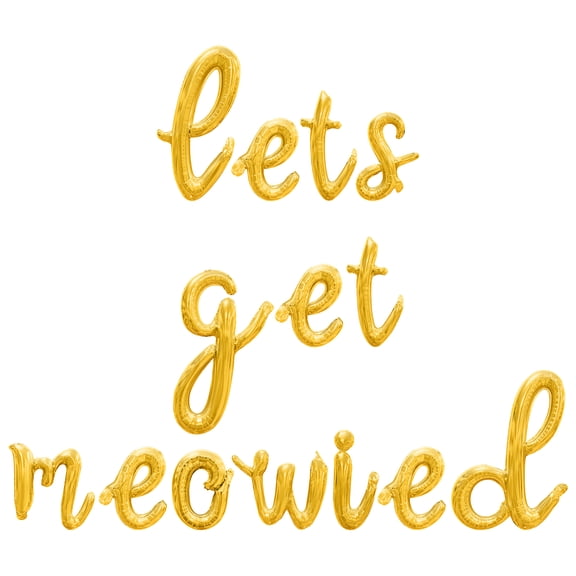 Cursive Script Letter Balloons - LETS GET MEOWIED 16" Inch Alphabet Letters Foil Mylar Balloon Engagement Party Banner (Gold)