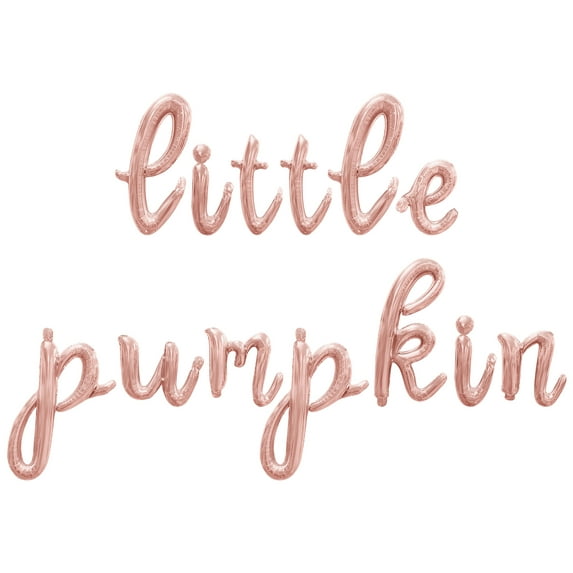 Cursive Script Letter Balloons - LITTLE PUMPKIN 16" Inch Alphabet Letters Foil Mylar Balloon Baby Shower Party Banner (Rose Gold)