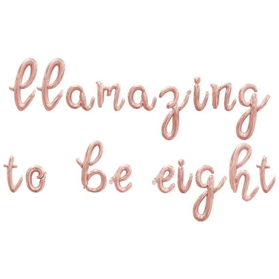 Cursive Script Letter Balloons - LLAMAZING TO BE EIGHT 16" Inch Alphabet Letters Foil Mylar Balloon 8th Birthday Party Banner (Rose Gold)