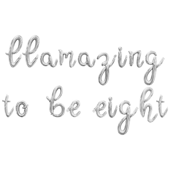 Cursive Script Letter Balloons - LLAMAZING TO BE EIGHT 16" Inch Alphabet Letters Foil Mylar Balloon 8th Birthday Party Banner (Silver)