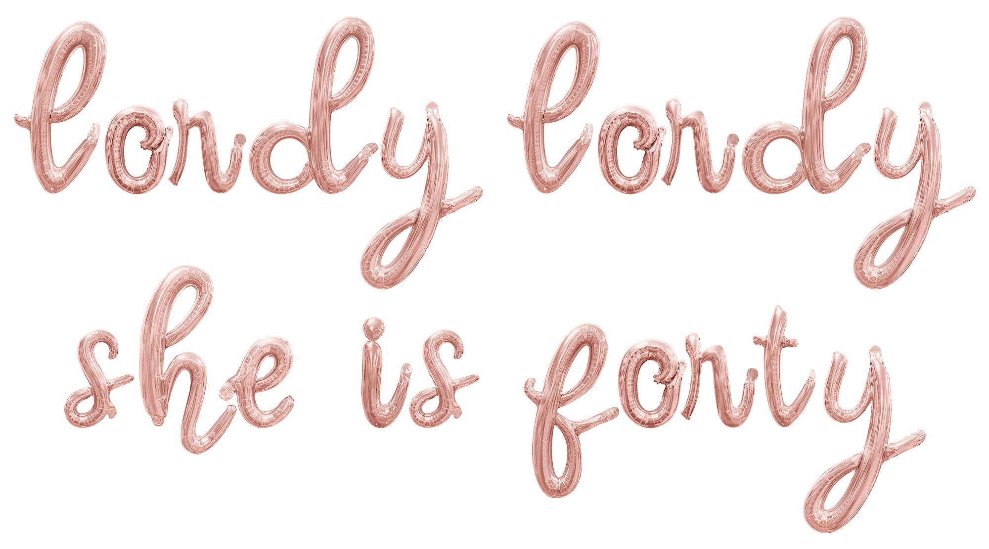 Cursive Script Letter Balloons - LORDY LORDY SHE IS FORTY 16" Inch Alphabet Letters Foil Mylar Balloon 40th Birthday Party Banner (Rose Gold)