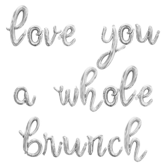 Cursive Script Letter Balloons - LOVE YOU A WHOLE BRUNCH 16" Inch Alphabet Letters Foil Mylar Balloon Bridal Shower Party Banner (Silver)