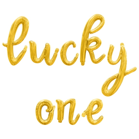 Cursive Script Letter Balloons - LUCKY ONE 16" Inch Alphabet Letters Foil Mylar Balloon 1st Birthday Party Banner (Gold)