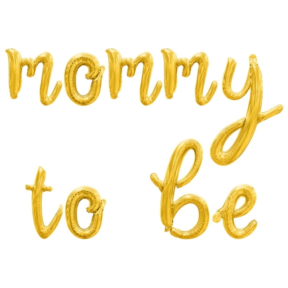 Cursive Script Letter Balloons - MOMMY TO BE 16" Inch Alphabet Letters Foil Mylar Balloon Baby Shower Party Banner (Gold)