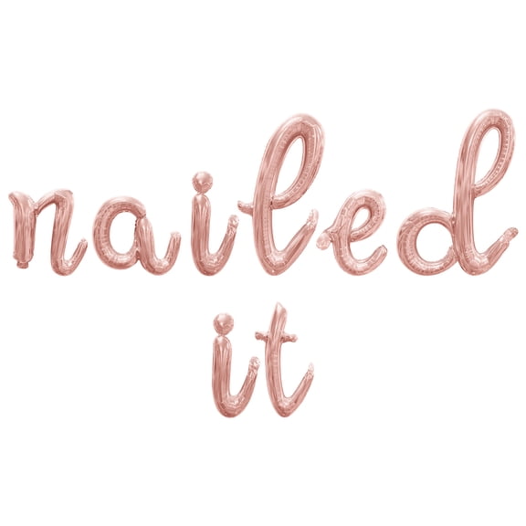 Cursive Script Letter Balloons - NAILED IT 16" Inch Alphabet Letters Foil Mylar Balloon Graduation Party Banner (Rose Gold)