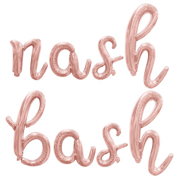 Cursive Script Letter Balloons - NASH BASH 16" Inch Alphabet Letters Foil Mylar Balloon Bachelorette Party Banner (Rose Gold)